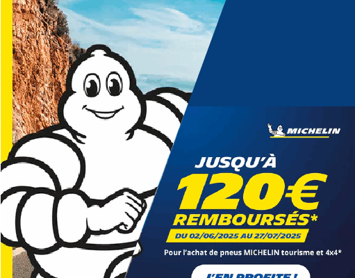 120€ remboursés sur vos pneus MICHELIN*