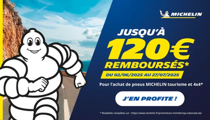 120€ remboursés sur vos pneus MICHELIN*
